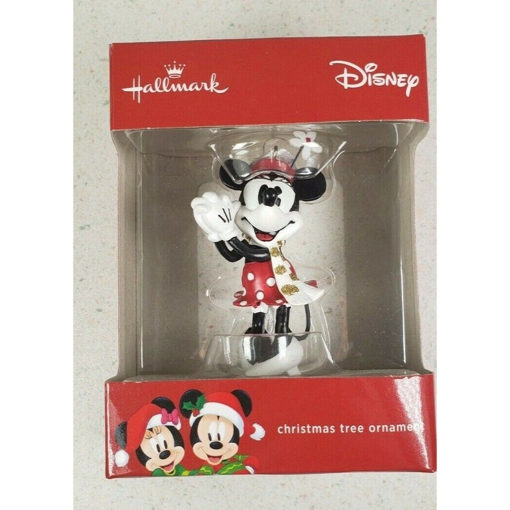 HALLMARK DISNEY MINNIE MOUSE WITH SANTA HAT & SCARF Christmas Ornament New 2017